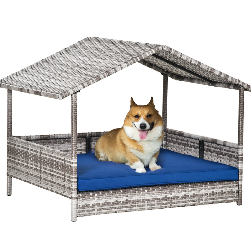 Niche pour chien avec auvent - et élégante, pour les chiens de taille moyenne, bleu et facile à nettoyer