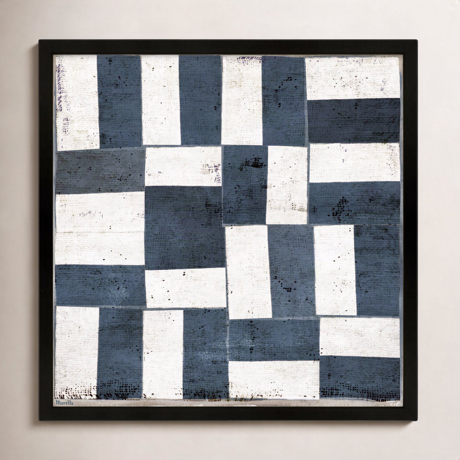 Patchwork 5 by Marco Marella for Studio M - Framed Wall Art, Canvas, Black, 16" H x 16" W