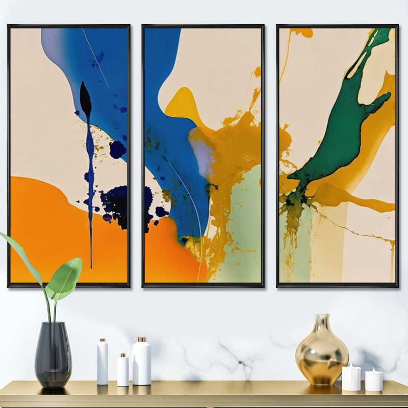 «Mousse espagnole», impression sur toile 3 pièces, Toile encadrée noire, H 28 po x l 36 po x P 1 po