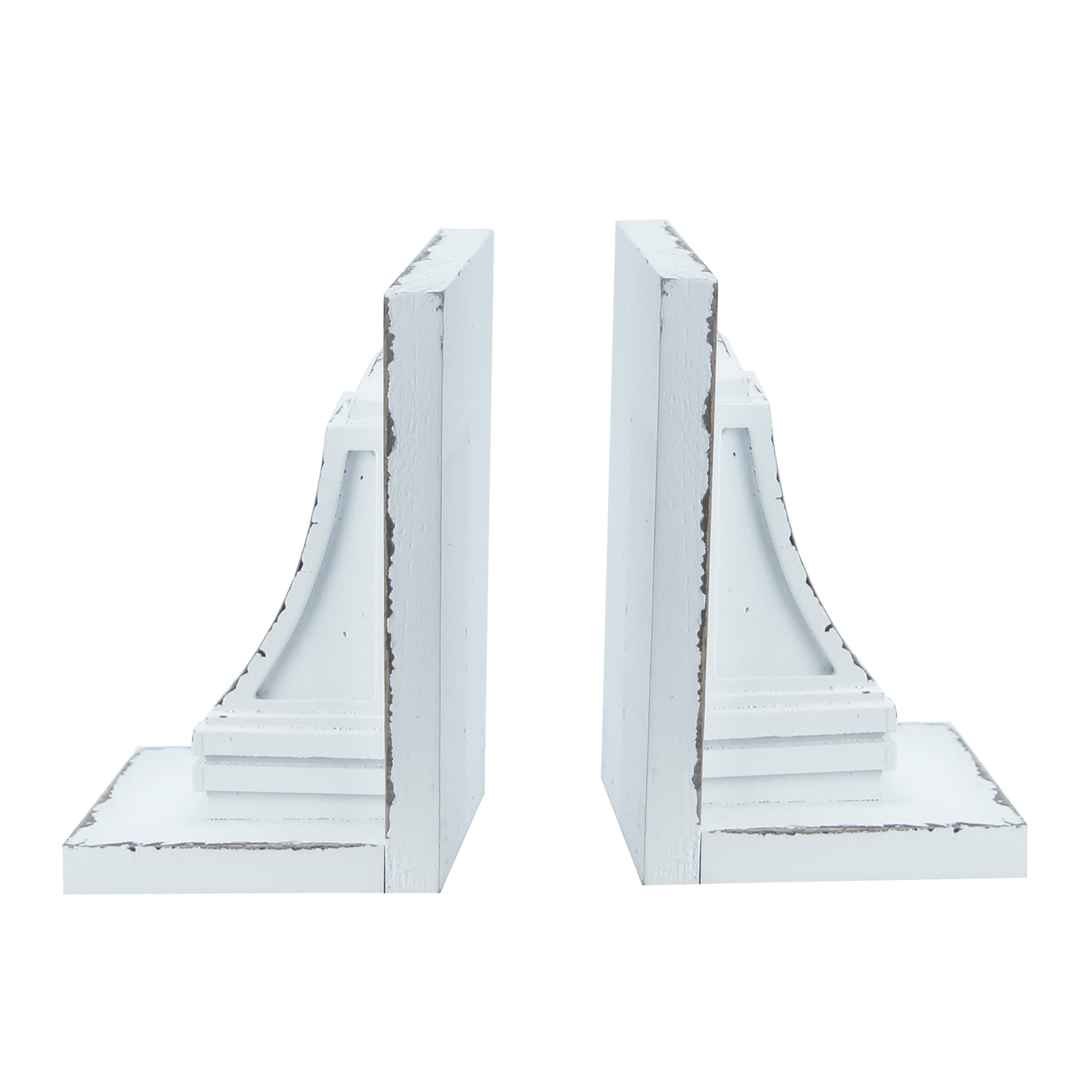 Vip Book Stand Rosecliff Heights VIP Wood 8 in. White Book Ends Set of 2 | Wayfair
