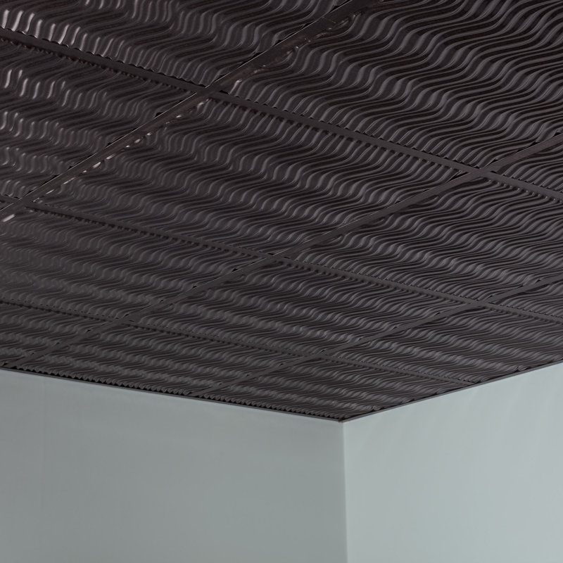 Panneau de plafond décoratif en vinyle 2 pi x 2 pi FASÄDE, Étain fumé