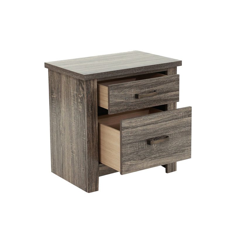 Table de chevet 2 tiroirs en bois au fini brun