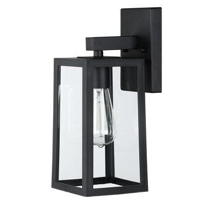 Schlesinger Matte Black Outdoor Wall Lantern with Dusk to Dawn