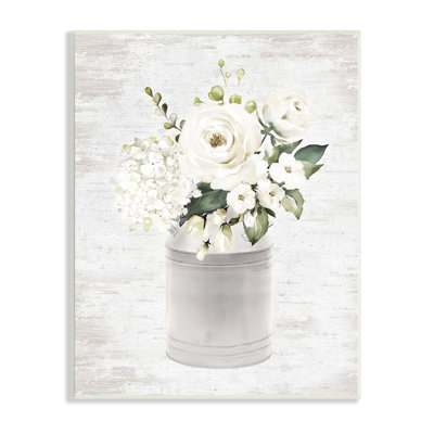" White Floral Bouquet Country Antique Milk Tin " by Lettered And Lined