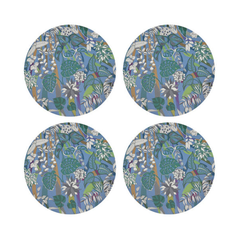Sabi Jungle Beige Vegan Leather Round Coasters, Savuti
