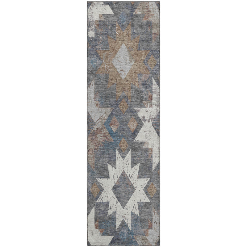 Premium Machine Washable Fairwood AMF1879 Aztec Rug, Runner 2'3" x 7'6"