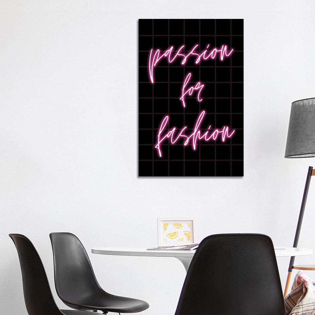 Neon Passion For Fashion Design On Grid Background