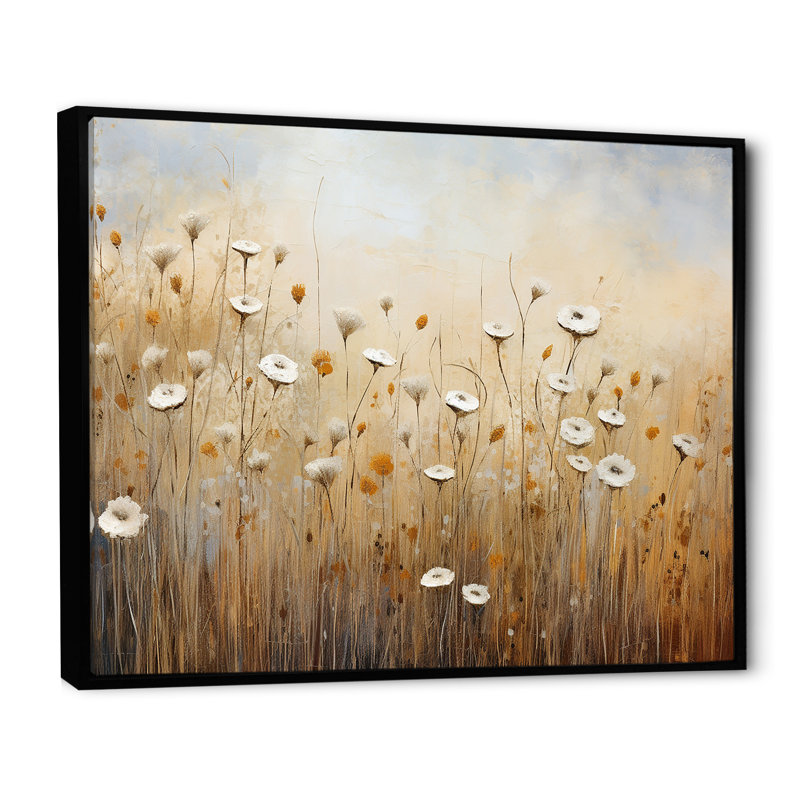 Minimalisme prairie magique III sur toile, Cadre flottant noir, H 12 po x l 20 po x P 1 po