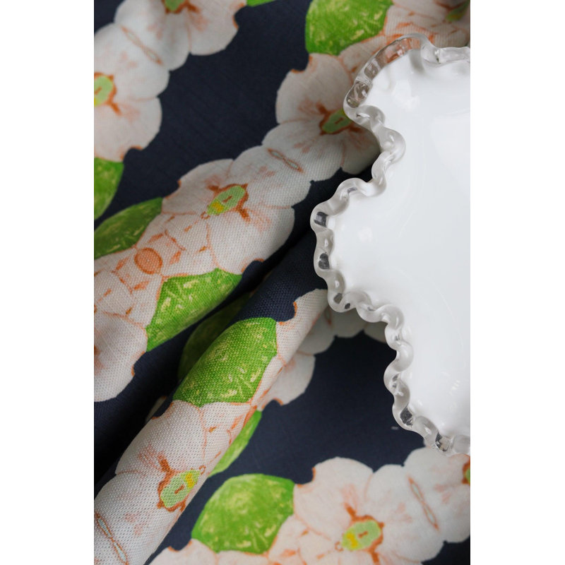 Flowering Dogwoods Square Pillow Cover & Insert, 22"H x 22"W, Navy Floral