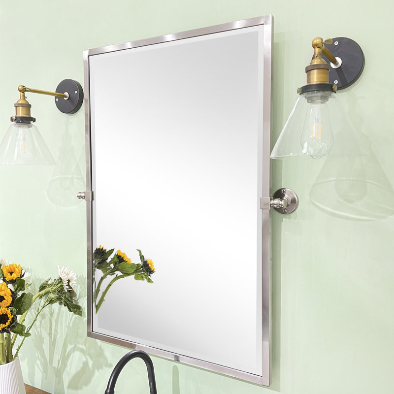 Metal Rectangle Mirror, Brushed Nickel, 36" x 24"