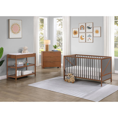 Lit de bébé Pixie Zen 3-en-1 en noyer / gris anthracite
