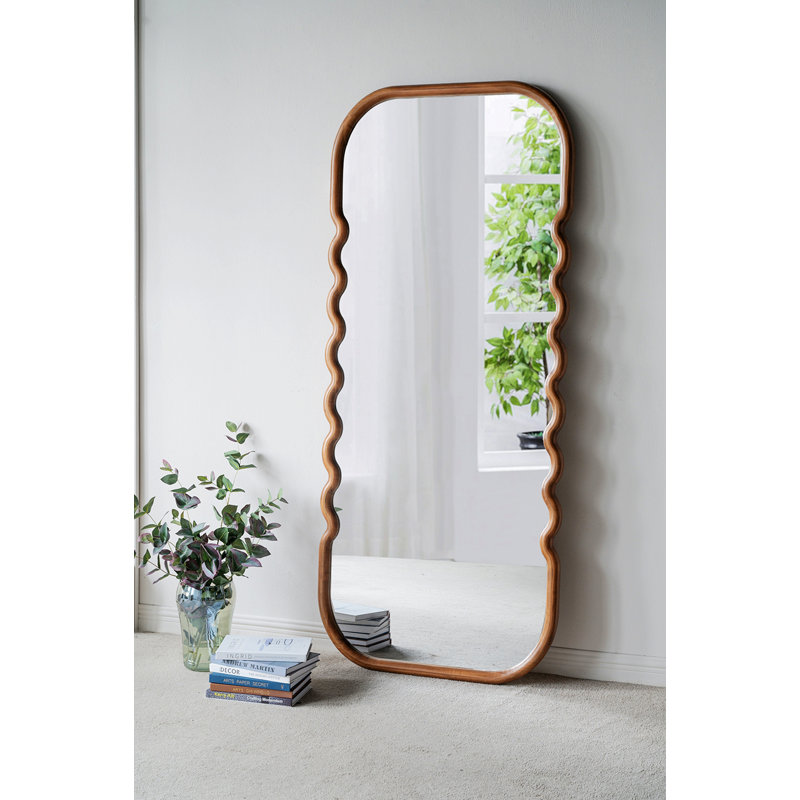 Miroir de plancher en bois, pleine longueur avec cadre