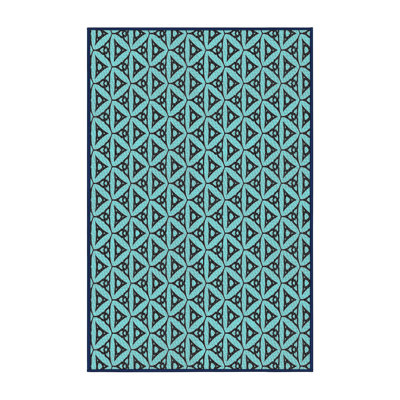 Patterned Sky Blue/Black Area Rug