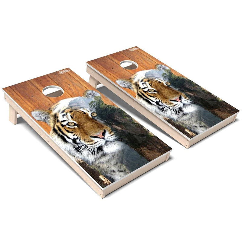 Ensemble de jeu de cornhole Wild Animal Tiger, Ajouter un étui de transport