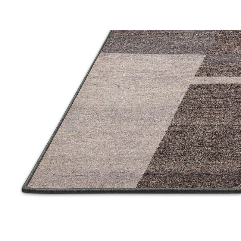 Tapis contemporain gris / brun, Rectangle 6 pi x 9 pi