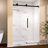 48 In. W X 76 In. H Frameless Sliding Shower Door In Matte Black With Tempered Glass Clear Glass
