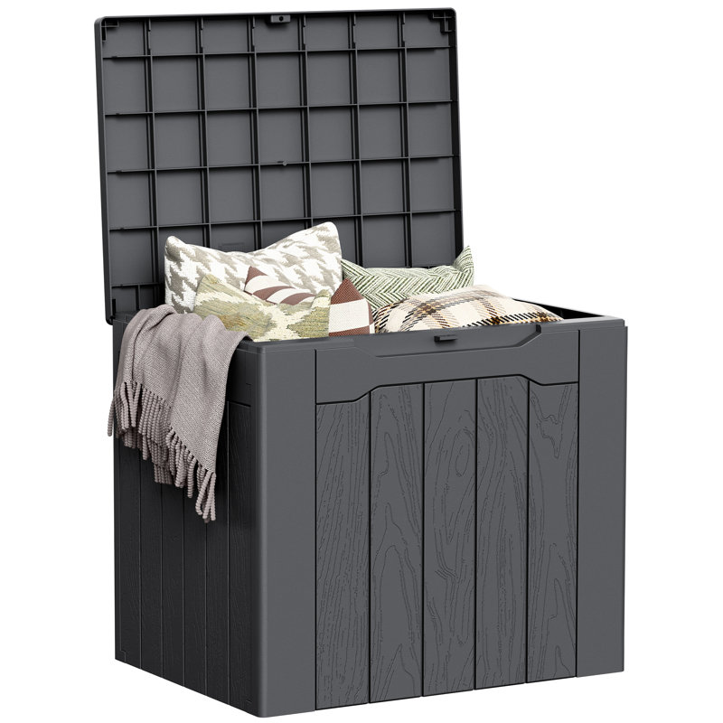 30 Gallon Waterproof Lockable Outdoor Resin Deck Box, Gray