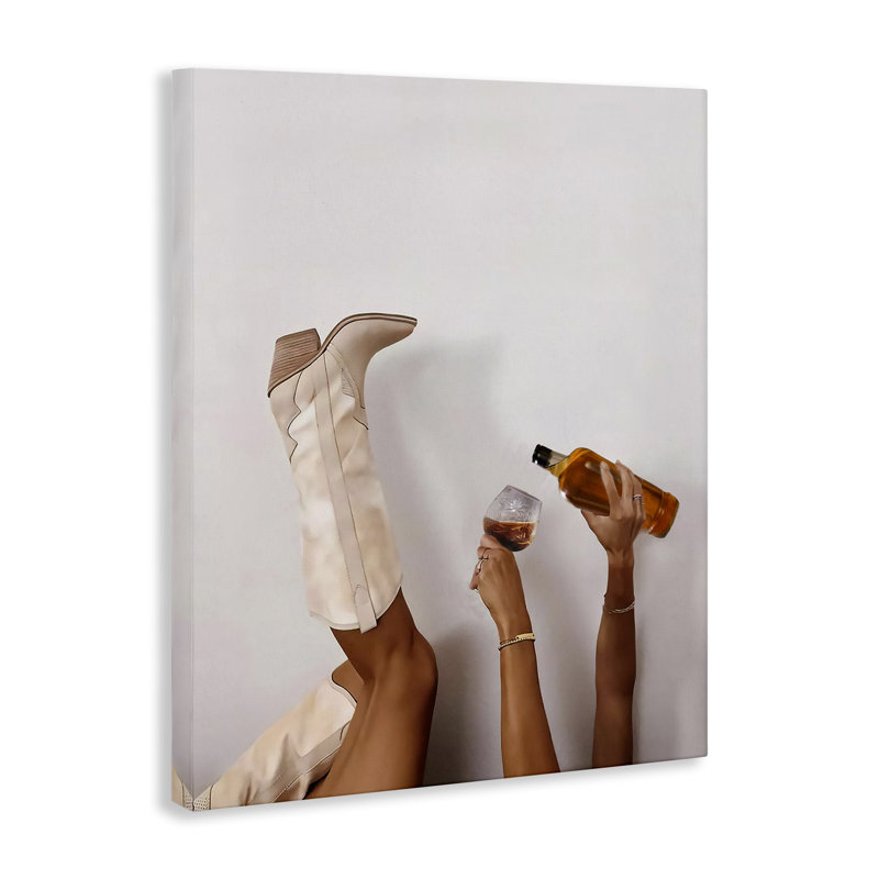 «Cowgirl Versing Whiskey», art mural par lettré et doublé, H 48 po x l 36 po