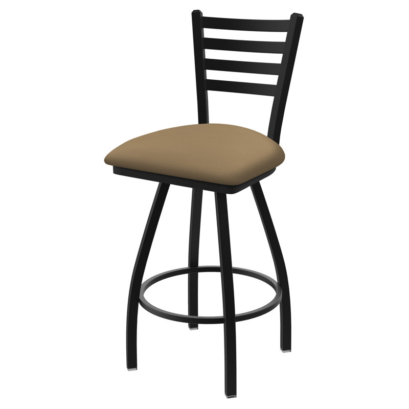 Evers Swivel Upholstered Counter Stool, Black Wrinkle, Vinyl-Canter Sand, Bar Stool (30” Seat Height)