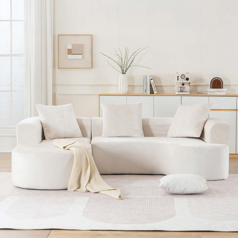100" Chenille Modular Sectional Sofa with L-Shape Chaise Sponge Compression Sofas No Assembly Required, Beige