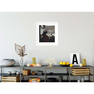 «Fonctionnaire et une fille qui rigole» par Johannes Vermeer, impression giclée encadrée