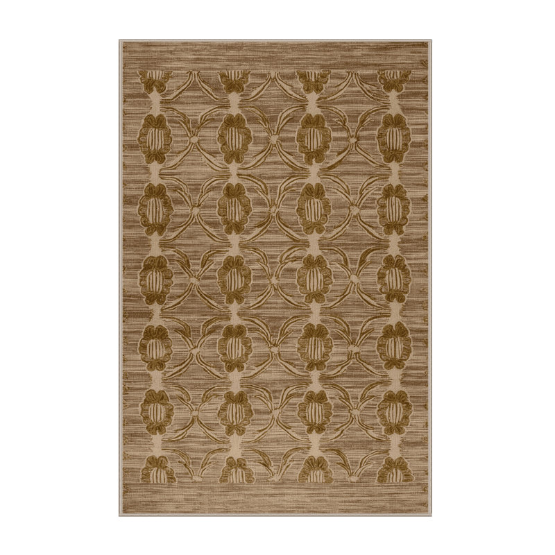 Tapis art déco brun lavable à la machine, Tapis de couloir 2 pi x 5 pi