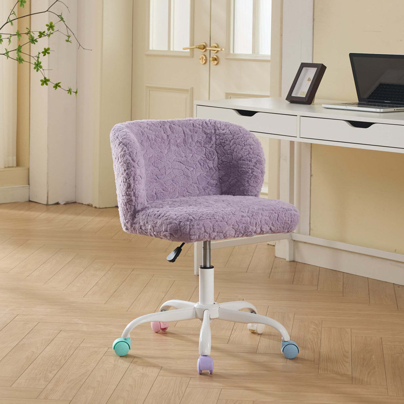 Chaise de bureau pivotante réglable avec base en métal, Violet