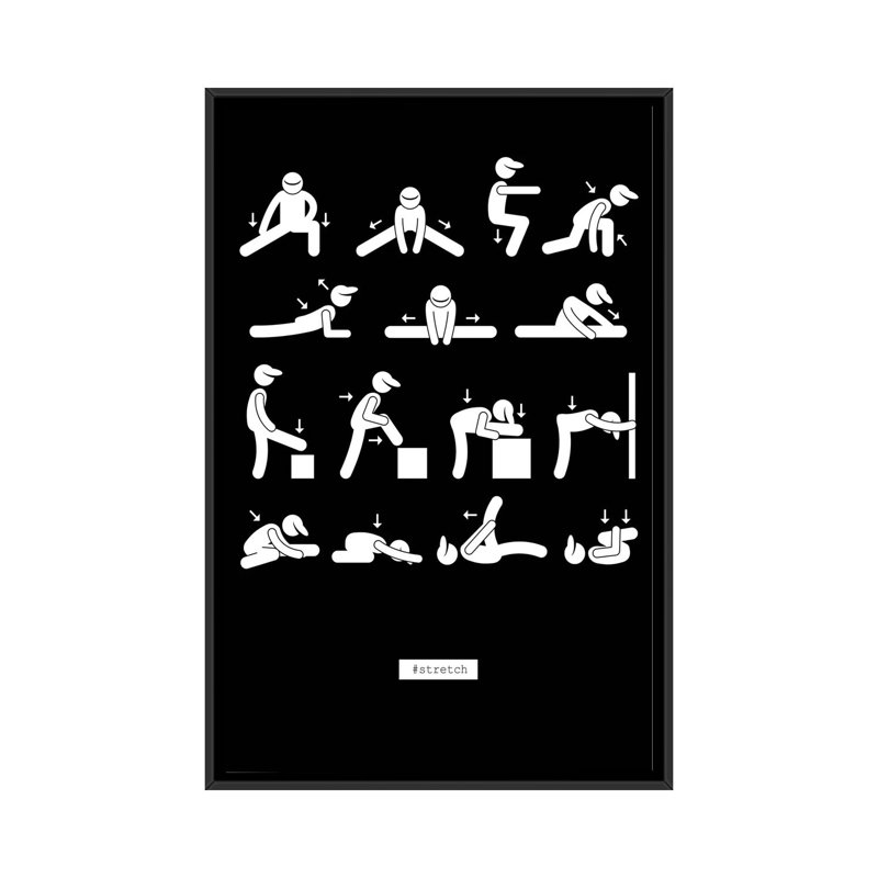 " Workout " by GraphINC, 26" H x 18" W x 1.5" D, Black Framed Canvas, No Mat