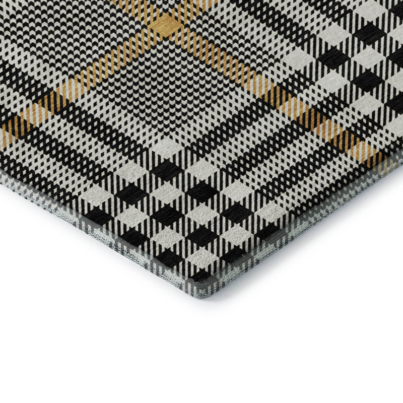 Tapis à carreaux Corry AMF1054 lavable à la machine de qualité supérieure, Rectangle 9 pi x 12 pi