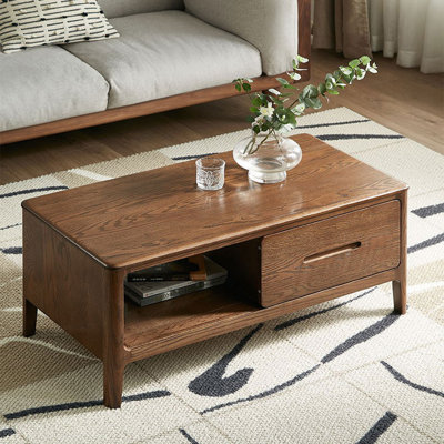 Modern rectangular solid wood coffee table