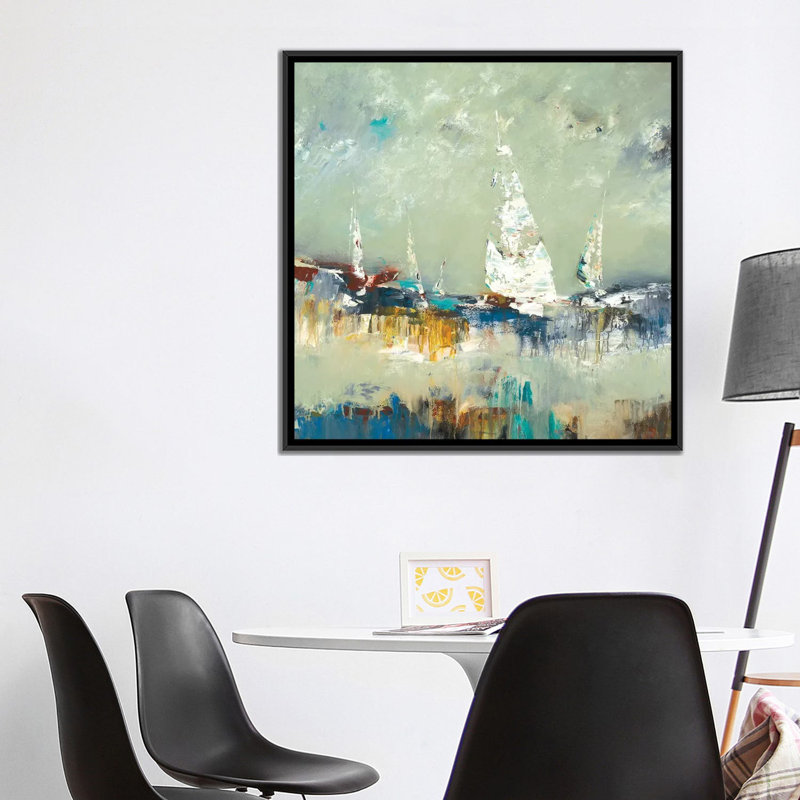 «Sailing Away», reproduction d'impression sur toile, H 18 po x l 18 po x P 1,5 po, Toile avec cadre flottant noir