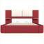 Lit plateforme tapissier à usage quotidien en similicuir rouge grand format-129462947