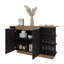 Îlot de cuisine avec armoire de rangement et porte-verre à vin, wengé et chêne naturel Urie