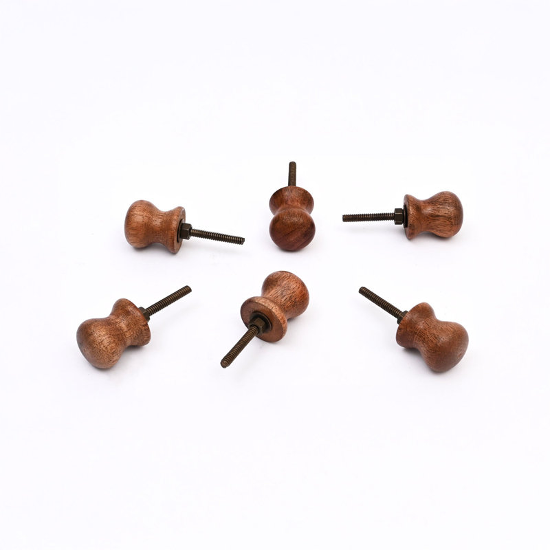 Brown Wooden Knob Small – Set of 6