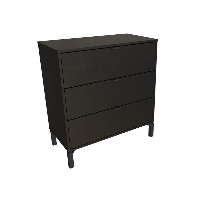 Commode 3 tiroirs Lilieth, Noir
