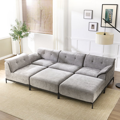 Modern Chenille Upholstered Modular Sofa Bed