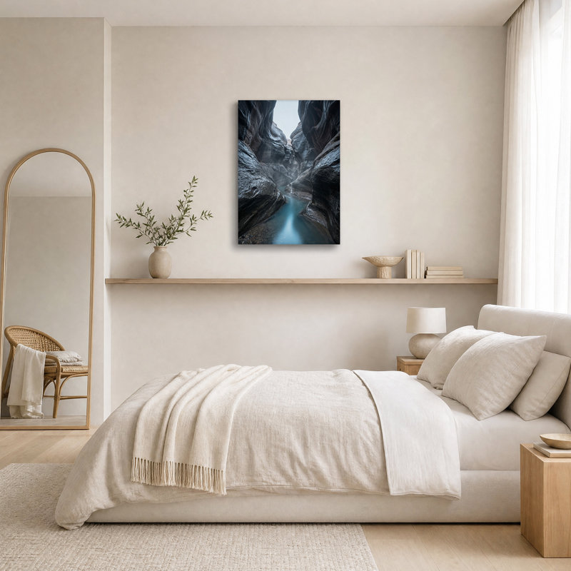Art mural sur toile avec fente turquoise, H 30 po x l 20 po