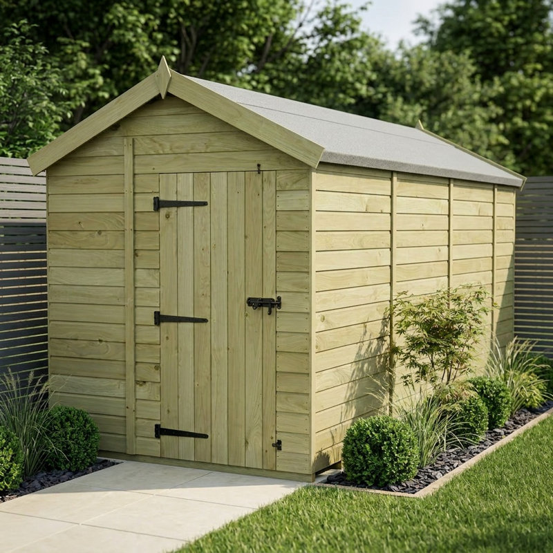 Total Sheds 7ft x 14ft Apex Garden Shed - Single Door - No Windows - Pressure Treated Timber - UK Manufactured