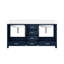 72 po Meuble-lavabo double bleu marine avec comptoir en quartz blanc - Bois massif, fermeture en douceur, égratignures et taches, beaucoup de rangement dans la salle de bain bohémienne, comptoir en bois, portes fermées-117809928