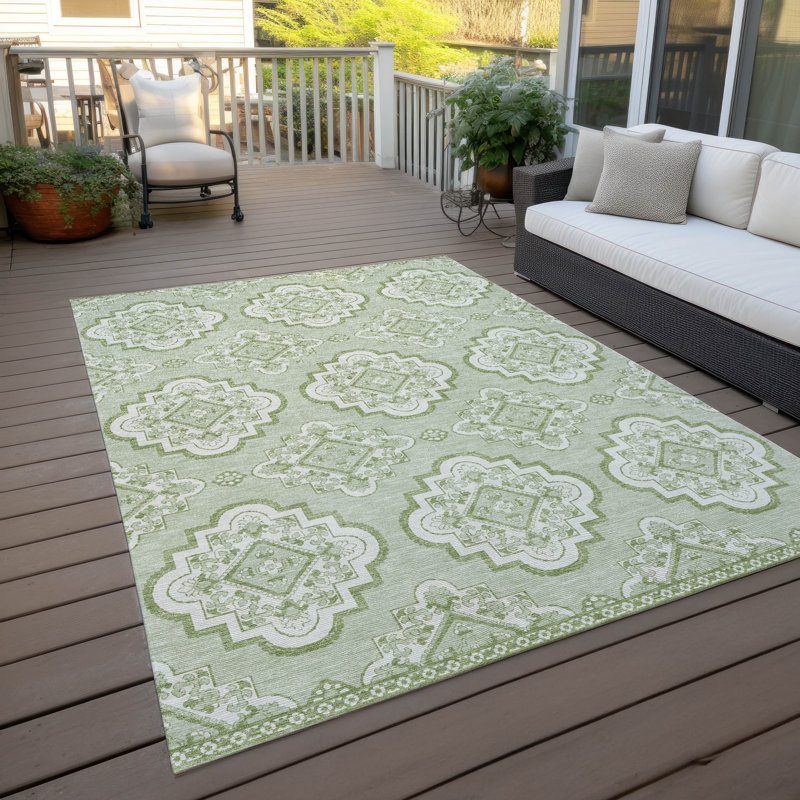Malek Indoor/Outdoor Area Rug with Non-Slip Backing, Rectangle 3' x 5'