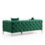 Canapé moderne 2 places, tissu en polyester vert, 77,6 x 27,6 x 35,4 pouces | Structure en bois de hêtre et en carton, pieds en métal chromé, 2 coussins, housses amovibles | Siège confortable avec coussin de dossier fixe, conception élégante-1945809978