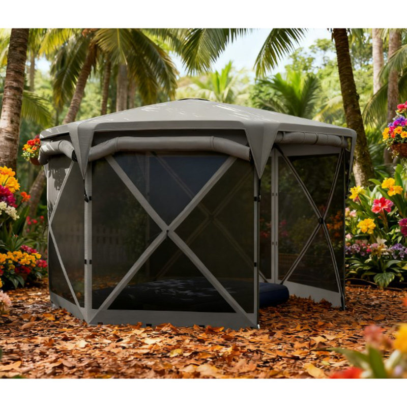 Tente escamotable 11 x 11 pi avec toit amovible, Gris foncé
