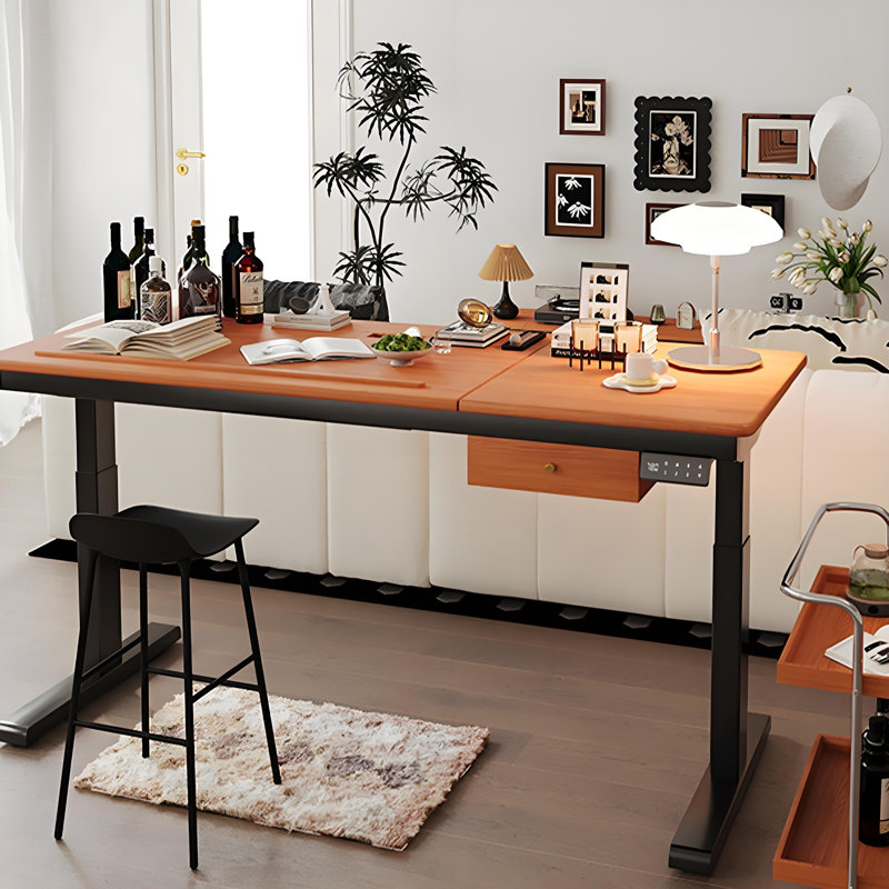 Bureau inclinable électrique en bois massif 70,87 "et hauteur réglable, H 46,85 po x l 70,87 po x P 29,53 po