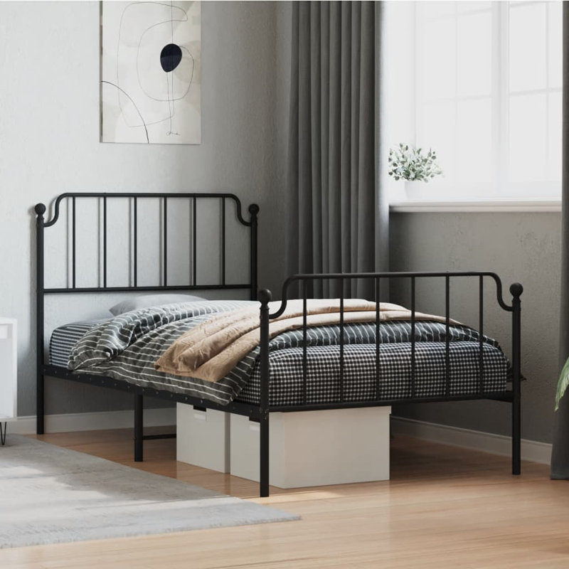 Darreion Metal Bed Frame, Sturdy Steel, No Mattress, Twin, Black