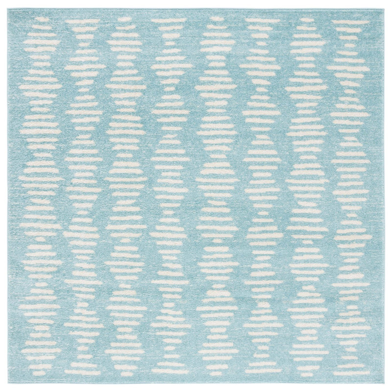 Kaled Tulum Performance Abstract Rug, Square 6'7"