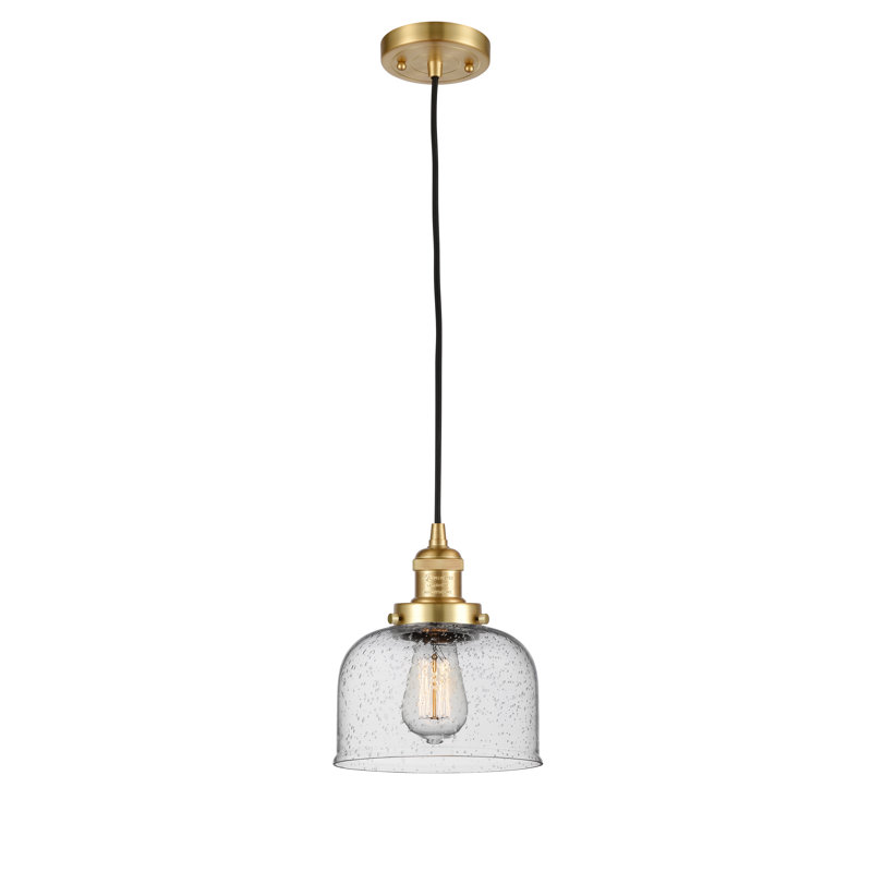 Luminaire suspendu pour îlot de cuisine 1 lumière Cedeno, Ampoule DEL 6 watts Vinage, Grainé, Or satiné