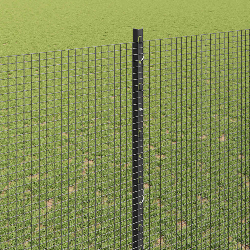 Vidaxl Fence With Posts Steel, Grey, 150cm H x 5000cm W x 2.7cm D