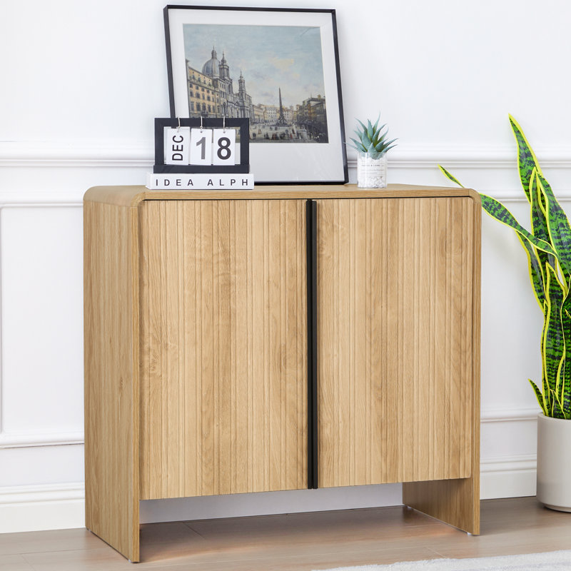30.7" Fluted 2-Door Accent Cabinet, Yellow