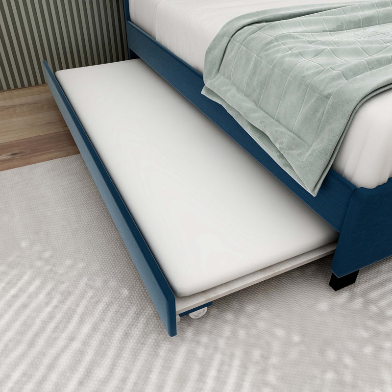 Modern Velet Queen Bed, Blue