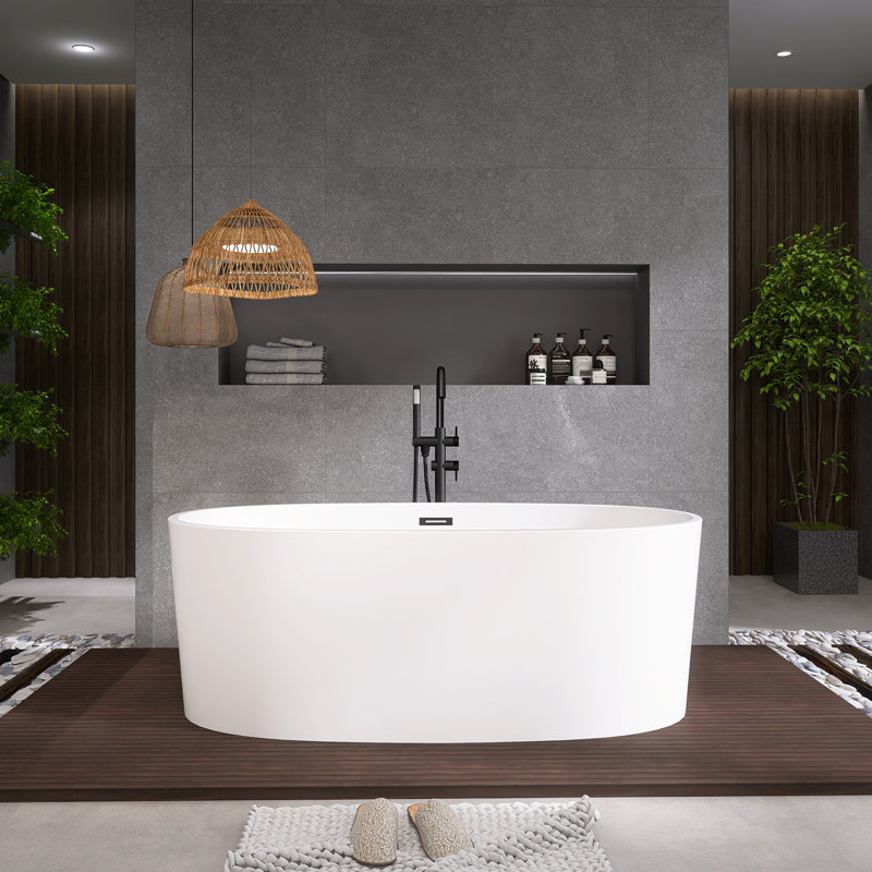 Baignoire de trempage autoportante en acrylique brillant 63 po 63 po